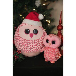 TY Beanie Boo Pink Owl Plush Pair – Holiday Gift Set – NWT & Gently Loved